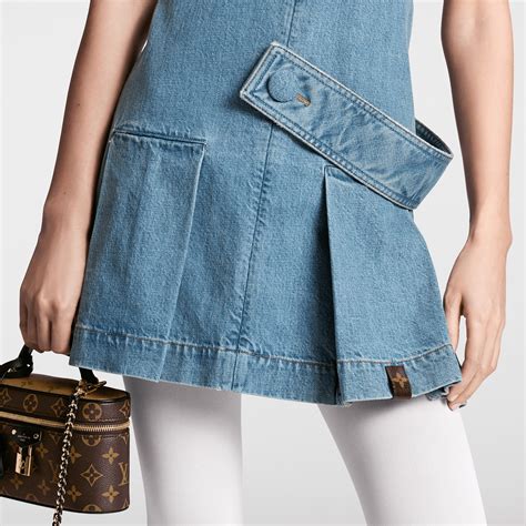 lv denim pleaty|Denim Button Tab Pleat Dress .